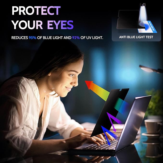 Peslv Privacy Screen for MacBook Pro 16 Inch (2021-2025, M1, M2, M3, M4), MagicSuction™ Removable Anti Spy Black Protector, Glare Blue Light Filter for Mac Laptop Computer