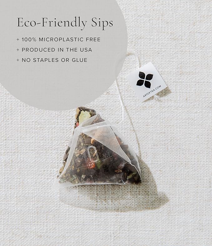 Art of Tea | Caffeine Free Assorted Tea bags Sampler | Naturally Decaf Tea Herbal Tea 50 Count Eco Friendly Pyramid Tea Bag Sachet