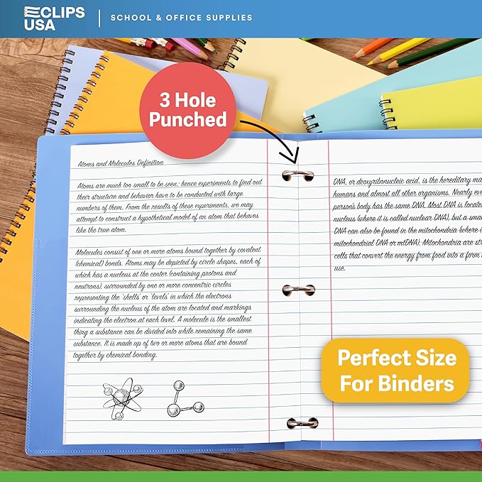 Wide Ruled Loose Leaf Paper Wide Ruled Notebook Paper Lined Writing Filler Paper 10.5” x 8” 56 gsm 900 Sheets 150 Sheet Per Pack (6 Pack)