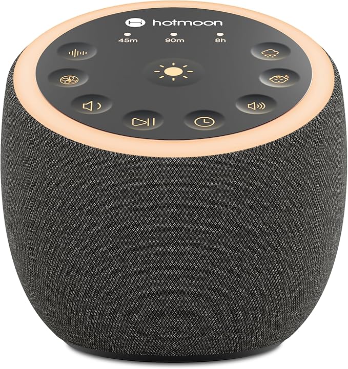Hotmoon Sound Machine for Sleep, Cocoon 2 White Noise Sound Machine with 40 Non-Looping Sounds, Dual-Speaker & Timer, 8 Night Light, Pink Brown Green Noise for Sleeping Adults, Office Privacy, Plug-in