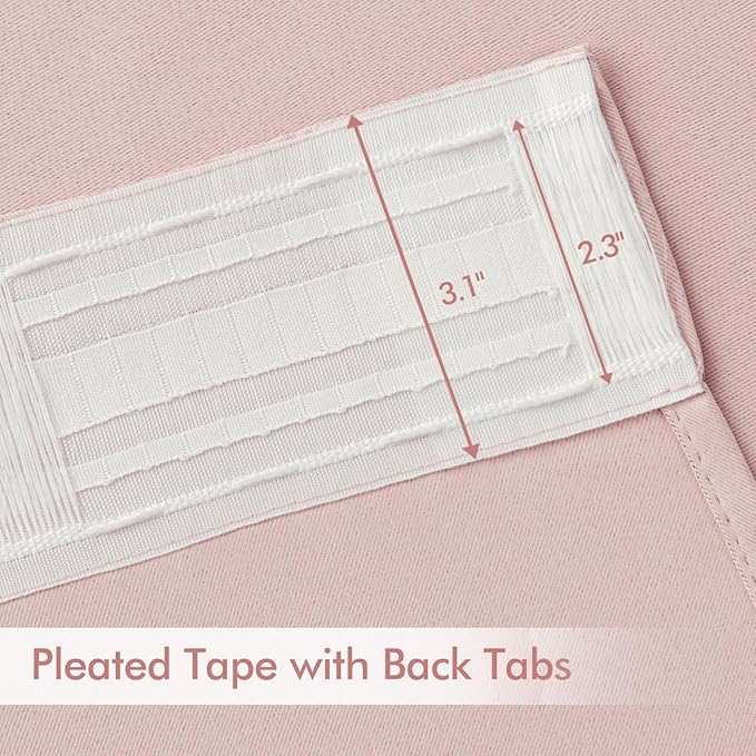 MIULEE Baby Pink Back Tab Blackout Curtains 102 Inch Long 2 Panels Set