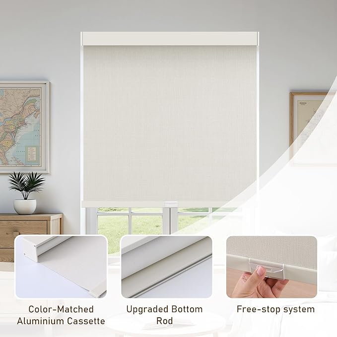 AOSKY Custom Linen Roller Blinds Shades