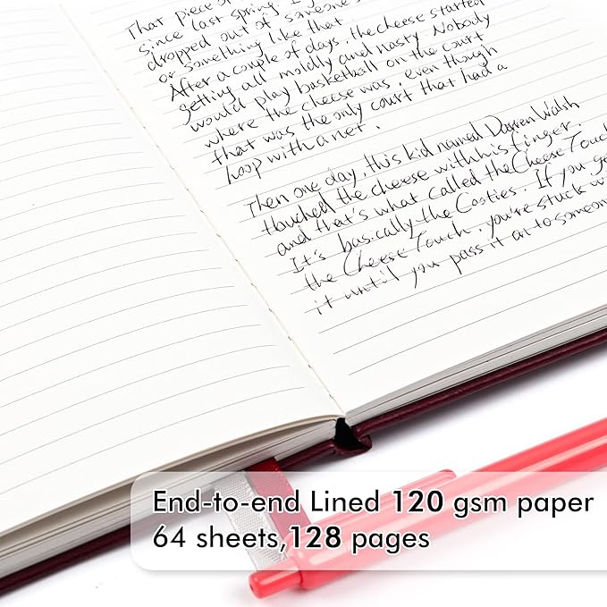 feela 3 Pack Notebooks Journals Bulk with 3 Black Pens, A5 Hardcover Notebook Classic Ruled Lined Journal Set with Pen Holder for Work Business Journaling Note Taking, 120 GSM, 5.1”x8.3”, Wine