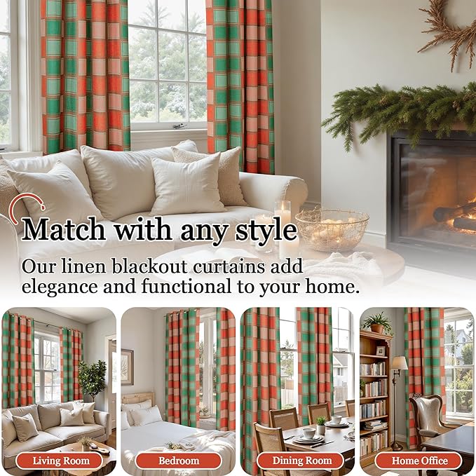 Lajode Red and Green Curtains for Living Room