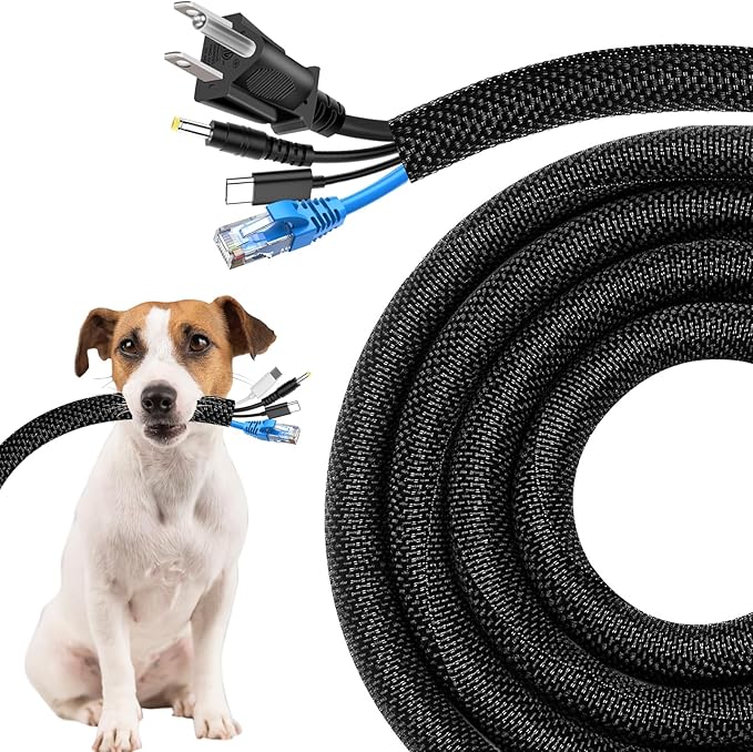 Secbolt Cord Protectors from Pets No Chew, 10ft - 1 inch Ultra Durable Cord Covers for Pets, Bite-Resistant Cable and Wire Protector for Cats, Dogs, Rabbits - Black