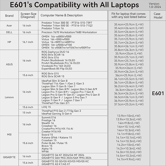 Smatree Laptop Sleeve for 16 inch MSI Pulse A16 AI Copilot+PC, for 16 inch Summit E16 AI Studio/E16-AI Evo A1M/E16 Flip/E16 Flip Evo, for 16inch Prestige 16 Studio/Prestige-16-Evo-A13M Case (E601)