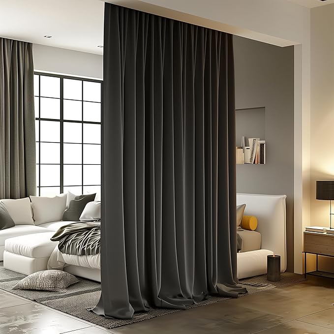 Room Divider Curtains for Ceiling Track Rod, Noise Reduction Privacy Panel for