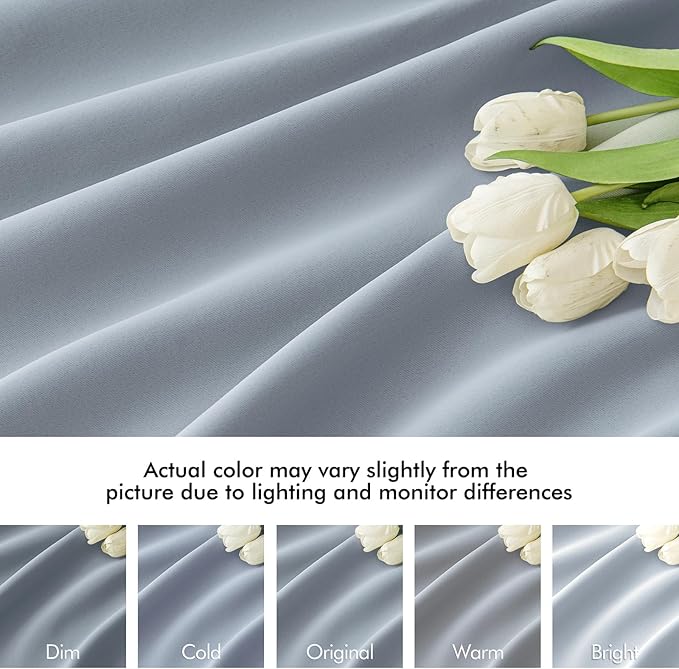 MIULEE Light Blue Back Tab Blackout Curtains 90 Inches Long 2 Panels Set