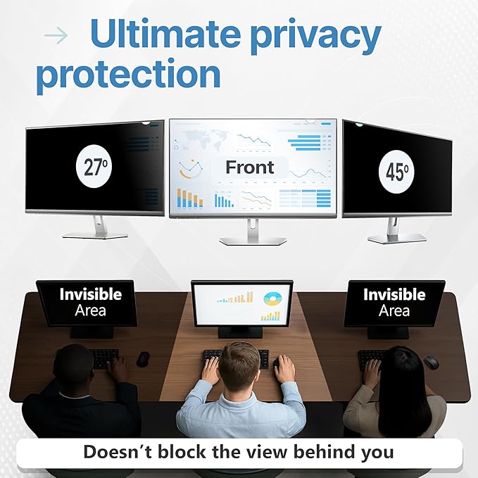 VINTEZ 22 Inch 16:10 Privacy Screen for Computer Monitor and Laptop - Anti Glare Protector Film Blue Light Filter Eye Protection - Computer Screen Privacy Shield, [1 Pack]