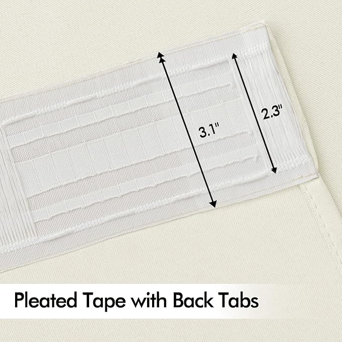 MIULEE Cream Back Tab Blackout Curtains 102 Inch Long 2 Panels Set
