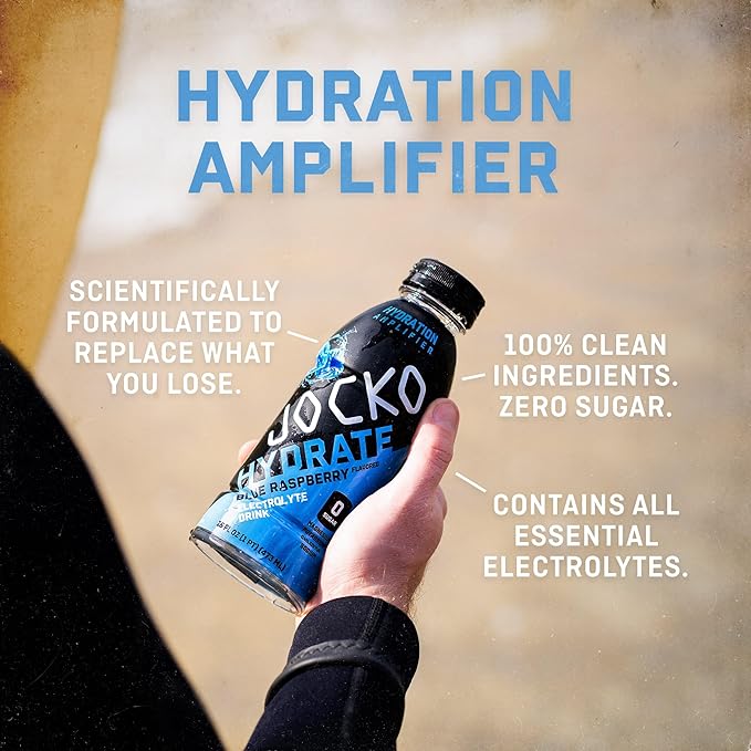 Jocko Fuel Hydrate Electrolyte Drinks - Sports Drink Hydration Amplifier, Thirst Quencher - Scientifically Formulated Electrolyte Blend Fruit Punch Flavor 16 Oz (12 Pack)