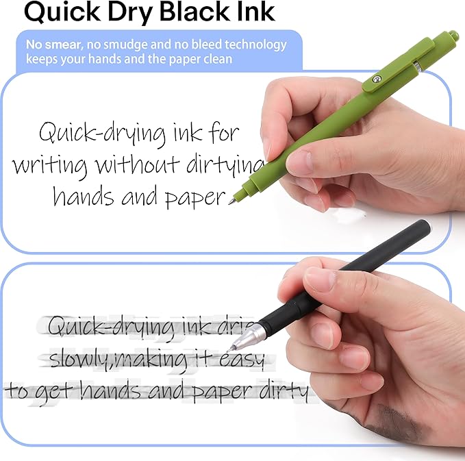RIANCY Gel Pens, 0.5mm Black Ink Quick Dry Ball Point Pens, Fine Point Smooth Writing Pens, Cute Aesthetic Gifts Set for Men Women Journaling, Office School Stationery Supplies