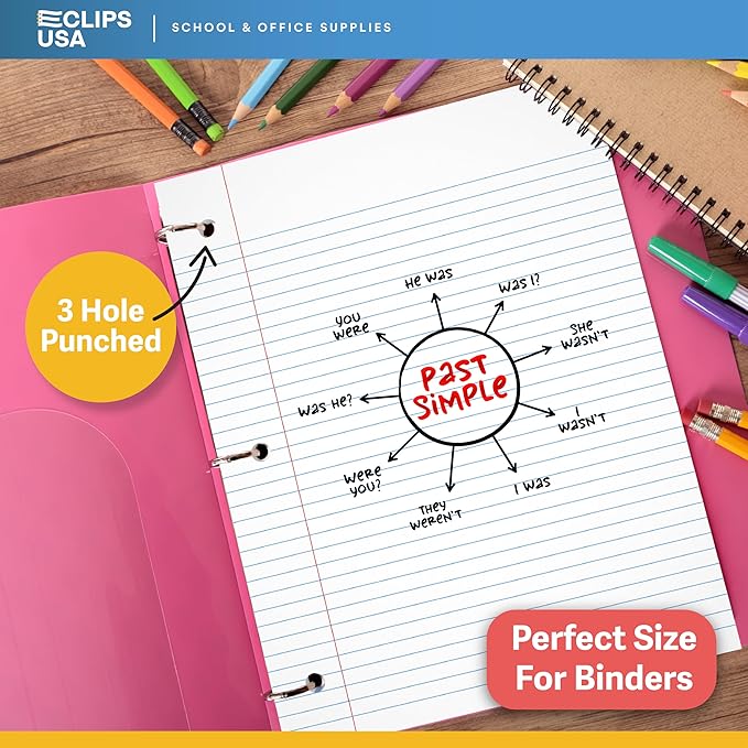 Loose Leaf Paper College Ruled Notebook Paper College Ruled Lined Writing Filler Paper 10.5” x 8” 1200 Sheets 100 Sheets Per Pack 60 gsm (12 Pack)