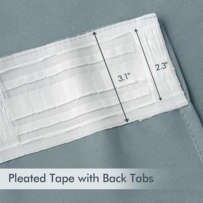 MIULEE Slate Blue Back Tab Blackout Curtains 63 Inch Length 2 Panels Set