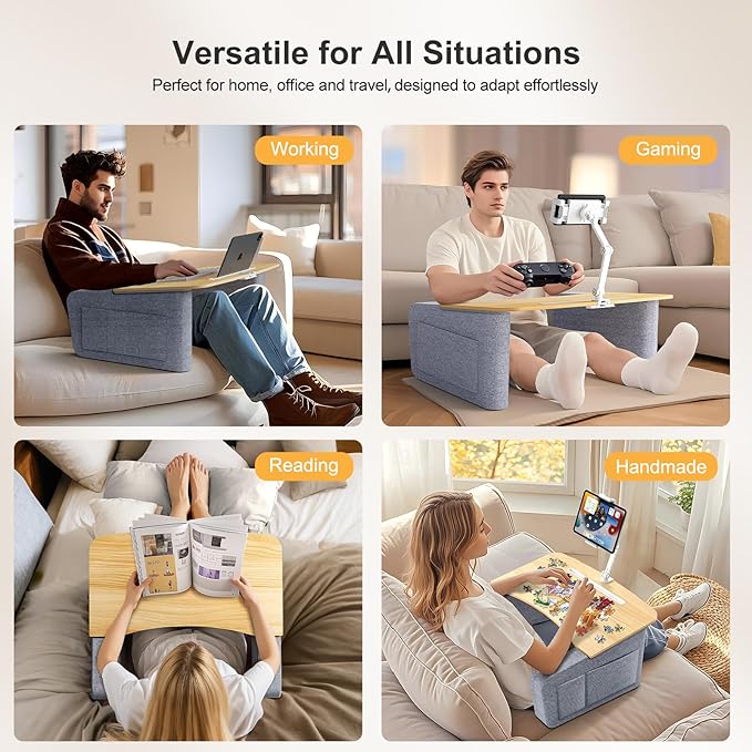 Lap Desk for Adults with Arm Rests,Ergonomic Laptop Pillow Stand for Bed,Couch,Floor,Large Table for Long Hours Work,Eating,Gaming,Reading and Writing,Lap Laptop Desk for College Dorm Room