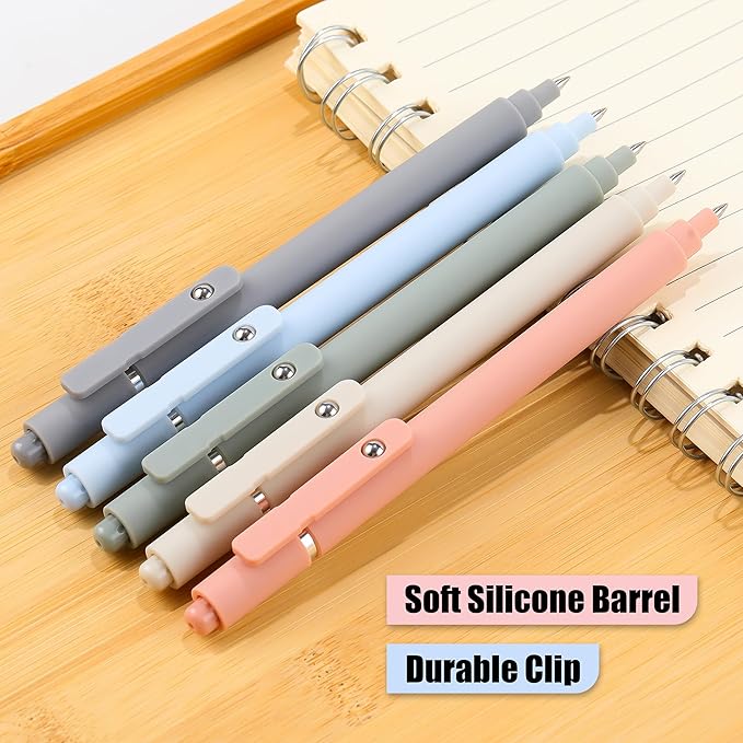 RIANCY Gel Pens, 0.5mm Black Ink Quick Dry Ball Point Pens, Fine Point Smooth Writing Retractable Pens, Cute Aesthetic Gifts Set for Men Women Journaling, Office School Stationery Supplies Pack of 20