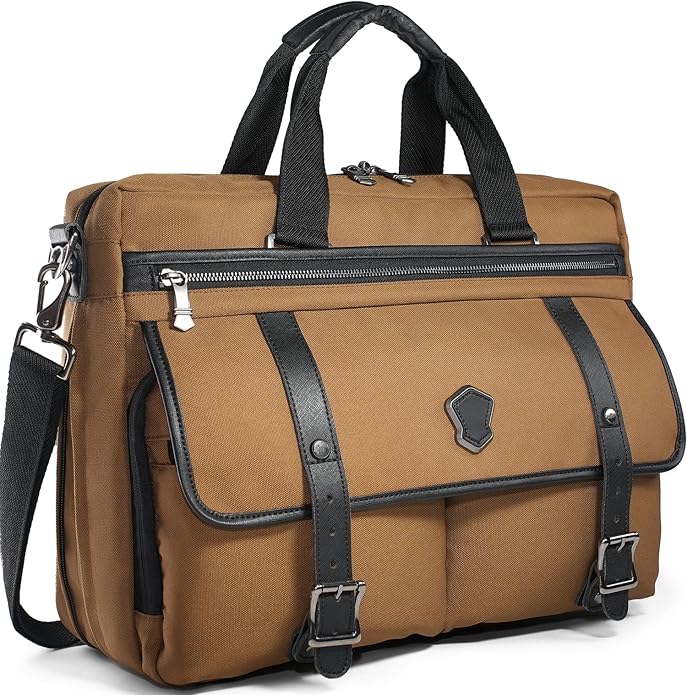 WELKINLAND 17-Inch Laptop Briefcases for Men, 4-Compartments Business Briefcase for Men, 13Pockets Laptop Messenger & Shoulder Bags, Expandable Briefcases For Man, Compact Mens Messenger Bags For Work