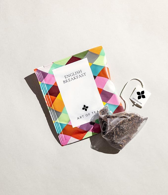 Art of Tea | Organic English Breakfast Tea | 50 Eco Friendly Pyramid Tea Bag Sachet Bulk Box