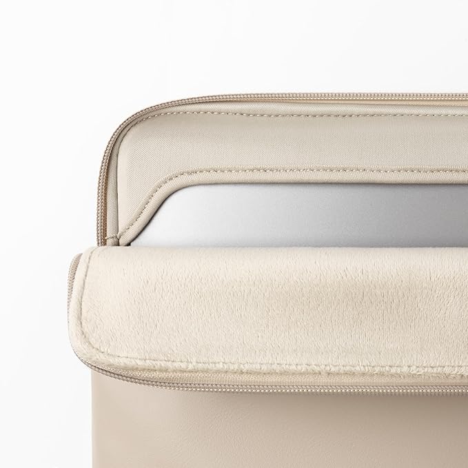 Comfyable Leather Laptop Sleeve Compatible with 16 Inch MacBook Pro M4 2024 & 15 Inch MacBook Air M4 M3 M2 2025, Dark Beige