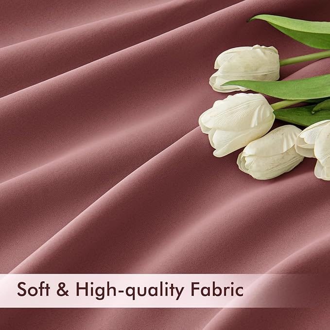 MIULEE Dusty Rose Back Tab Blackout Curtains 72 Inches Long 2 Panels Set