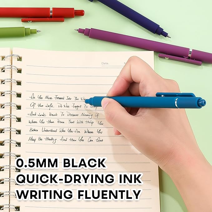 RIANCY Gel Pens, 0.5mm Black Ink Quick Dry Ball Point Pens, Fine Point Smooth Writing Pens, Cute Aesthetic Gifts Set for Men Women Journaling, Office School Stationery Supplies
