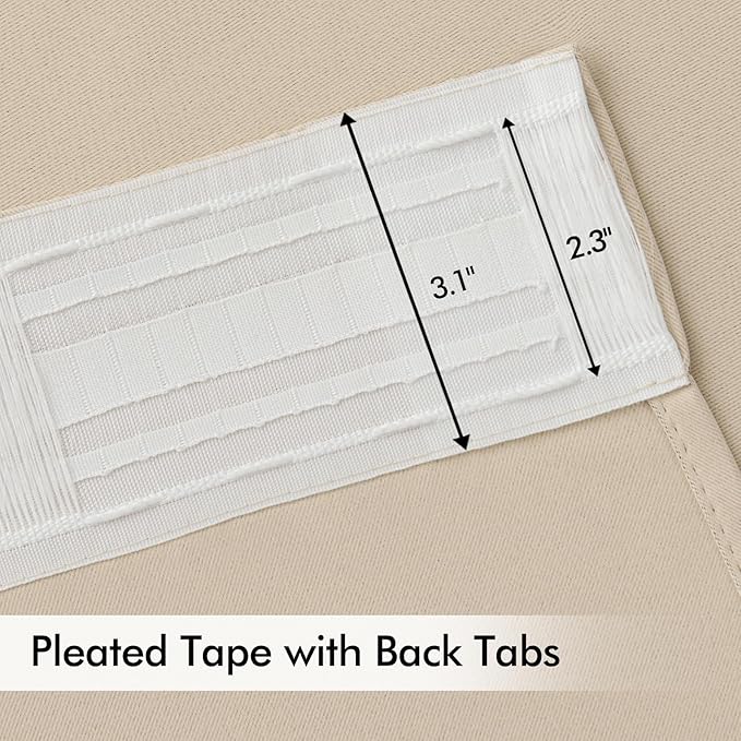 MIULEE Cream Beige Back Tab Light Blocking Curtains 84 Inch Length 2 Panels Set