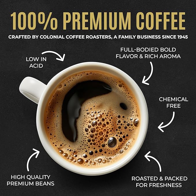 Colonial Coffee 12 Count Single Pot Coffee Packets – Assorted Variety Pack, Medium & Dark Roast Blends | Pre-Measured Frac Packs for 12 Cup Maker | Bulk Ground Gourmet Coffee for Home & Office