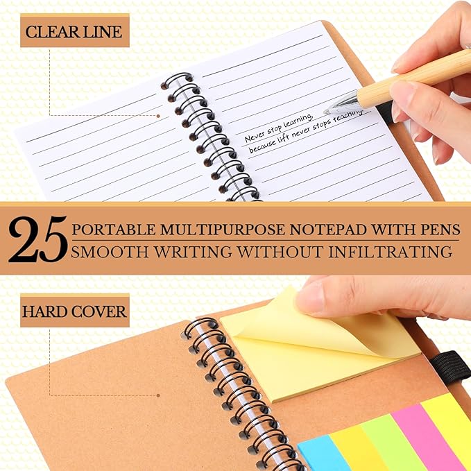 Jetec Inspirational Notebooks Bulk Spiral Notebook with Sticky Notepad Motivational Pens Valentines Day Gifts for for Employee Coworker Nurse Staff Teacher Nurse Volunteer(25 Sets,Difference Maker)