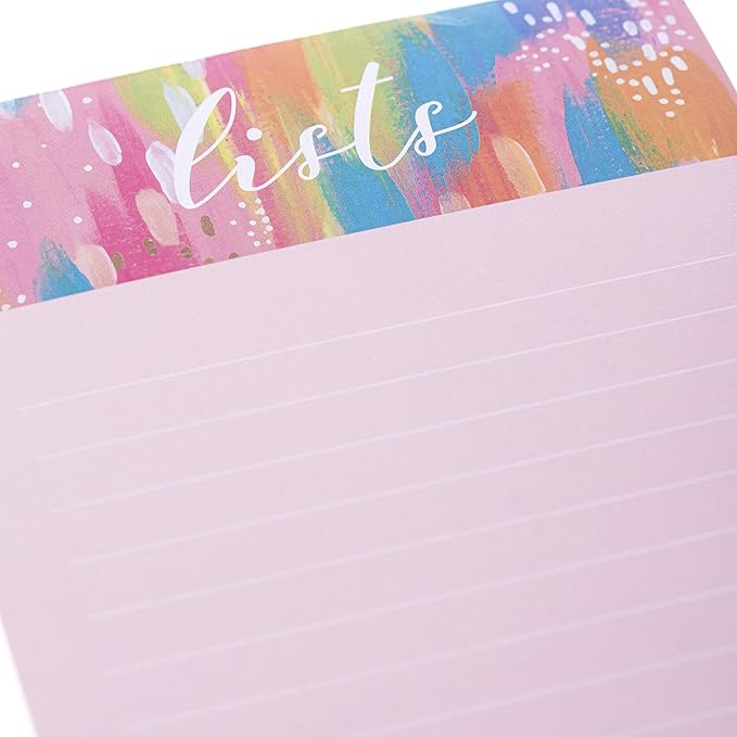 Graphique Magnetic Notepad, Brush Strokes – 100 Sheets, 4” x 9.25” x .5” – Front Says, “Lists”, Sticks to Any Magnetic Surface, Perfect for Shopping and Grocery Lists, Makes a Great Gift