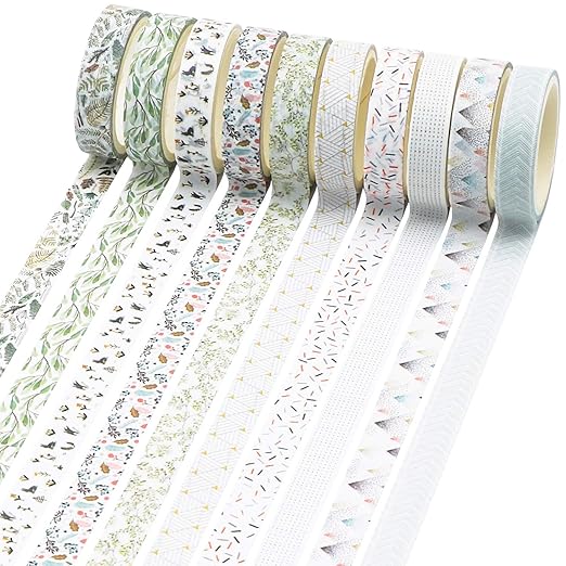Knaid 40 Rolls of Slim Washi Tape Gift Box Set, Decorative Paper Tapes 10 mm Wide for Scrapbooking, DIY Arts and Crafts, Bullet Journal, Planner, Junk Journal, Notebooks (Pastel)