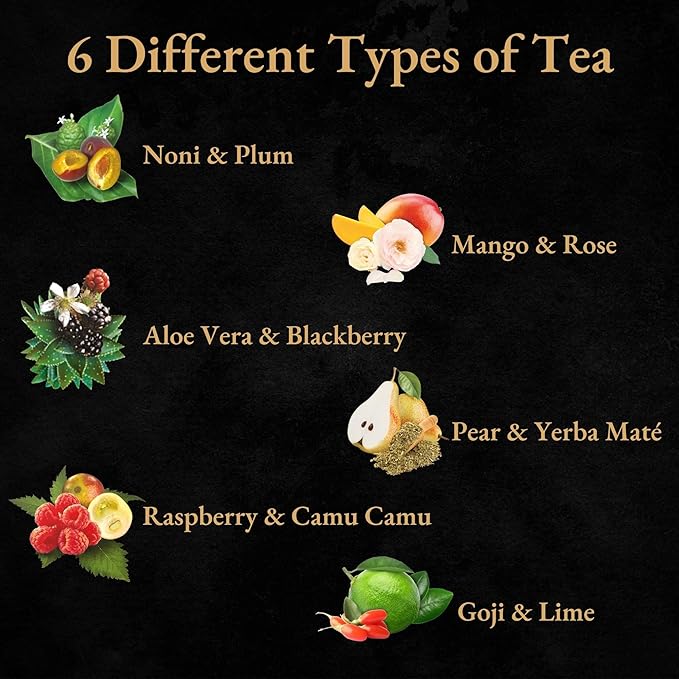 Biogena Majestic Tea Assortment Gift Box Flavored Fruit, Herbal Tea Sampler Box - (6x10 Tea Bags Variety Pack)