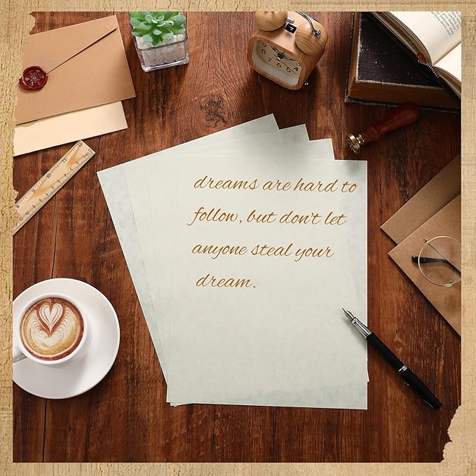 Epakh 300 Pcs Old Age Parchment Paper 8.5 x 11 Inch Standard Letter Vintage Colored Old Parchment Double Side Printing Paper (Ivory)