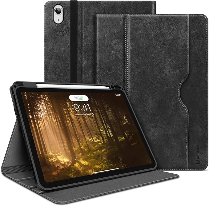 H HOLIMET Case for iPad Air 11 inch 2025 M3, iPad Air 4th/5th/6th Generation 10.9 Inch with Pencil Holder Pocket Typing Angle Auto Sleep/Wake Muti-Stand Vegan Leather