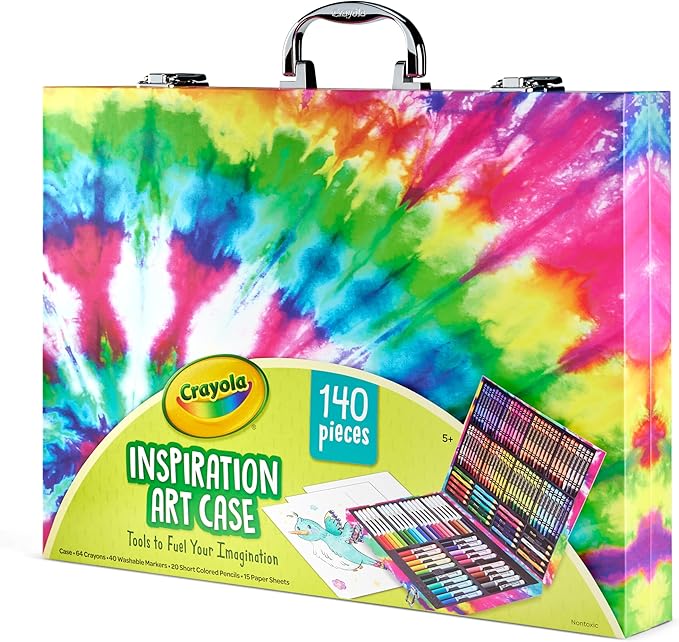 Crayola Inspiration Art Case Coloring Set - Tie-Dye (140ct), Art Supplies Set For Kids, Travel Drawing Kit, Holiday & Christmas Gift for Girls & Boys, Ages 5+ [Amazon Exclusive]