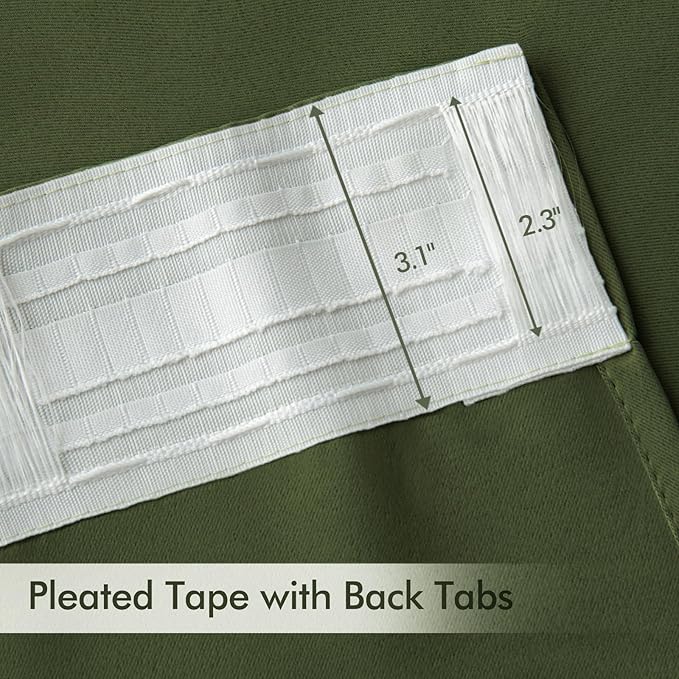 MIULEE Olive Green Back Tab Blackout Curtains 84 Inch Length 2 Panels Set