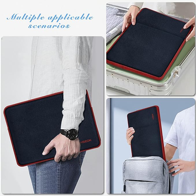 Hseok Laptop Case 15.6 Inch Sleeve, Shockproof Protective Water Repellent with Accessory Pocket,Compatible with Mac Pro 16 inch 2025-2019, Sleeve Bag for Most 15 15.6 16 Notebooks,Black&Red