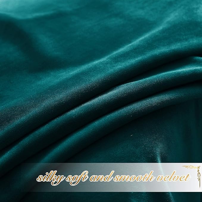 NICETOWN Thick Teal Velvet Curtains