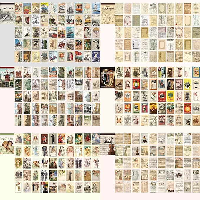 12 Sets 600 Sheets Washi Stickers for Journaling, Map Nature Celestial Portrait Boho Stickers Vintage Aesthetic Scrapbook Sticker Set for Bullet Journal Art Diary Card Craft Gifts Planner Notebook