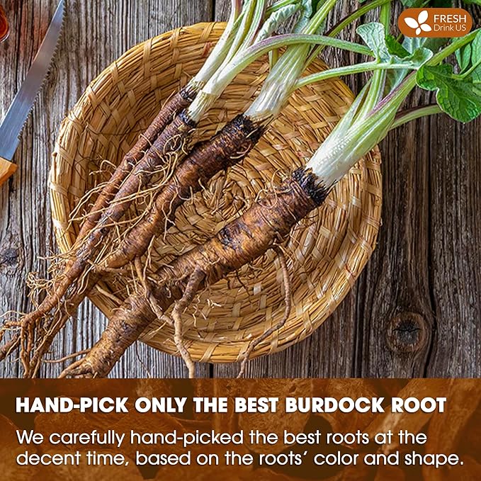 FreshDrinkUS, Premium 75 Burdock Root Tea Bags, 100% Natural & Pure from Burdock Root. Made with Natural Material Tea Bags. No Sugar, No Caffeine, No Gluten, Vegan.