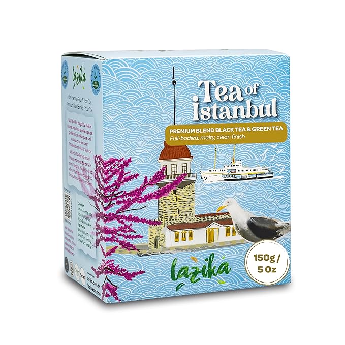 Lazika Mixed Premium Blend Black and Green Loose Leaf Tea, 5.3 Oz, Breakfast Tea with Petite Presentatiton Box, Early Harvest, Handcrafted