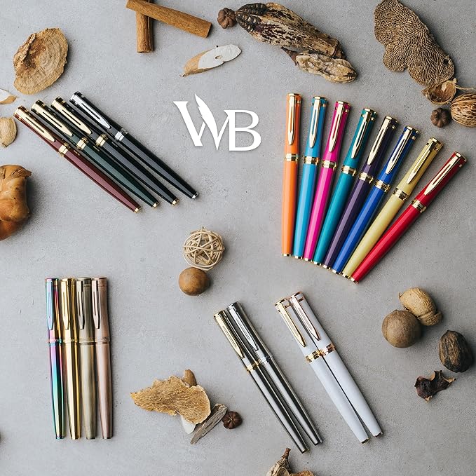 Wordsworth & Black Fountain Pen Set, 18K Gilded Extra Fine Nib, Includes 6 Pack Ink Cartridges, Ink Refill Converter & Gift Box, Chrome Finish, Calligraphy, [Silver Chrome], Perfect for Men & Women