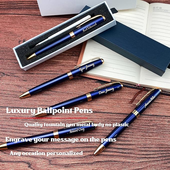 Ancolo Personalized Luxury Ballpoint Pens Writing Set Fancy Nice Gift Pen Set for Friends Executive Business Office - Custom with Your Name or Message with 10 extra Refills