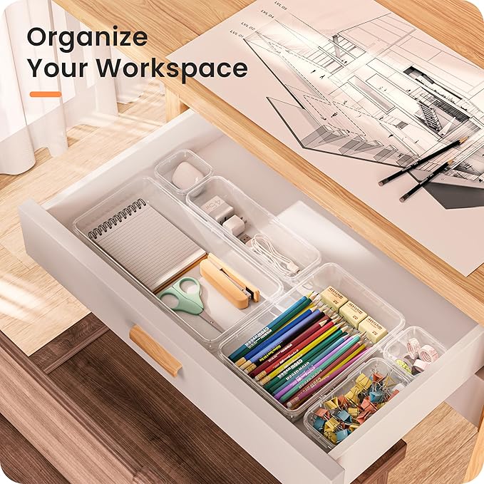A-LuGei 【Military Grade】 Drawer Organizer, 【𝟱𝗦𝗶𝘇𝗲】 Makeup organizer, 【Holds 177 Items】 Bathroom Organizers and Storage, Organization and Storage, Desk Drawer Organizer for Bathroom Vanity