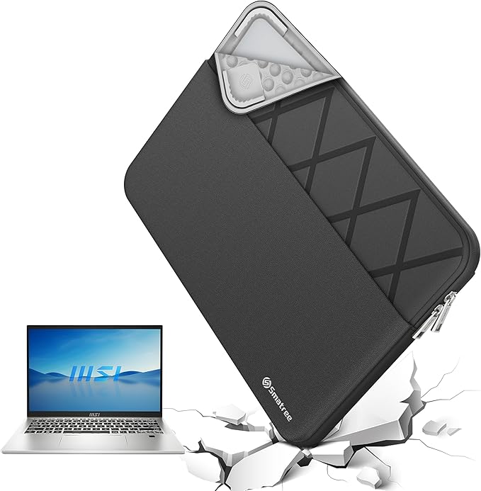 Smatree Laptop Sleeve for 13.3 inch MSI Prestige 13 AI Evo A1M/Copilot+PC, for 13.3 inch Prestige 13 Evo A13M/A12M, Case with Accessory Pocket, YKK Zipper, Patented Super-Corner Design (E408)