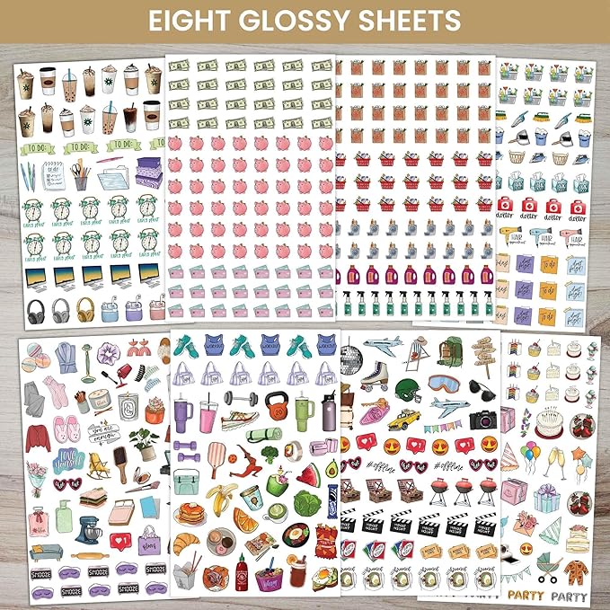 bloom daily planners Vintage Hand-Drawn Everyday Essentials Planner Stickers (535 Stickers) - Variety Pack for Decorating, Planning, Scrapbooking