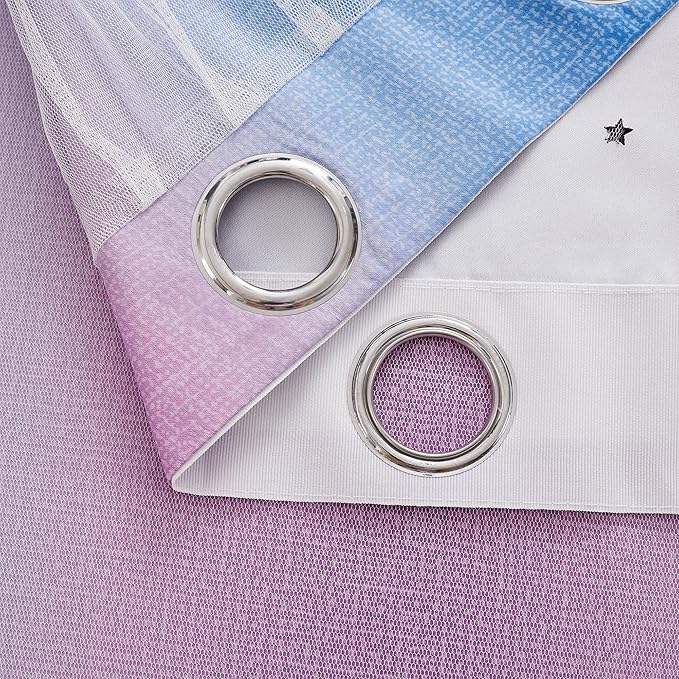 XiDi Blue & Rainbow Curtains for Kids & Girl Rooms